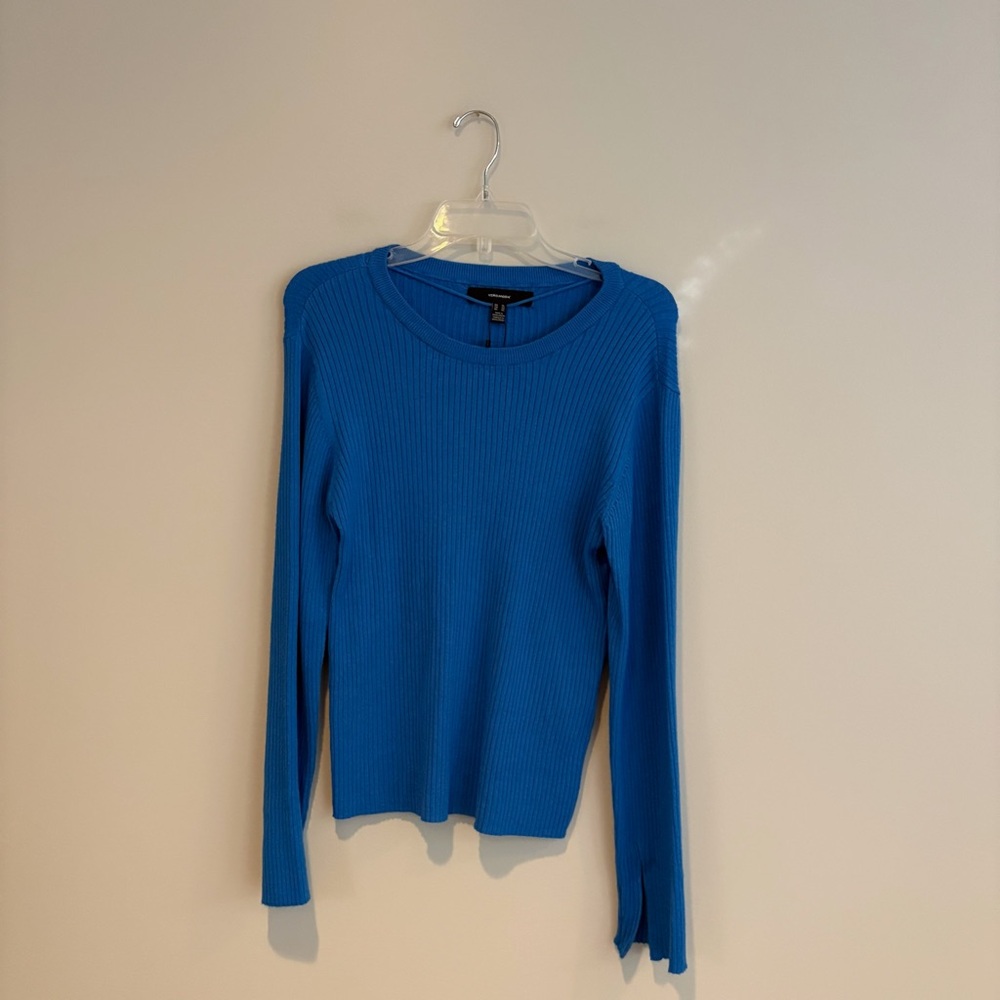 Vero Moda Vibrant Viscose Soft Long Sleeve Blue Ribbed Top